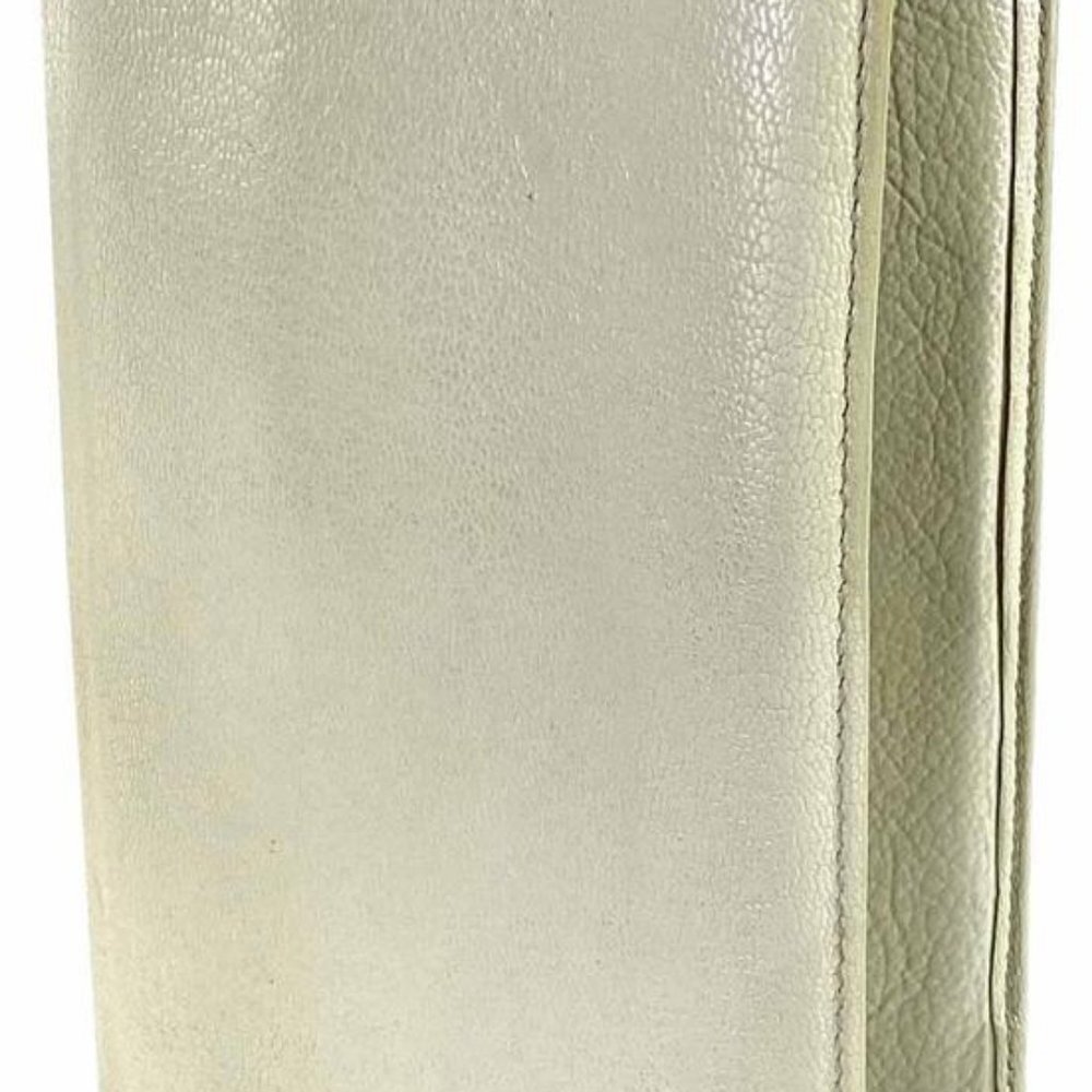 Chanel Beige CC Logo Long Bifold Flap Wallet